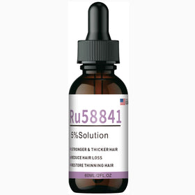 Generic RU58841 bottle with dropper for daily scalp use and thinning support.