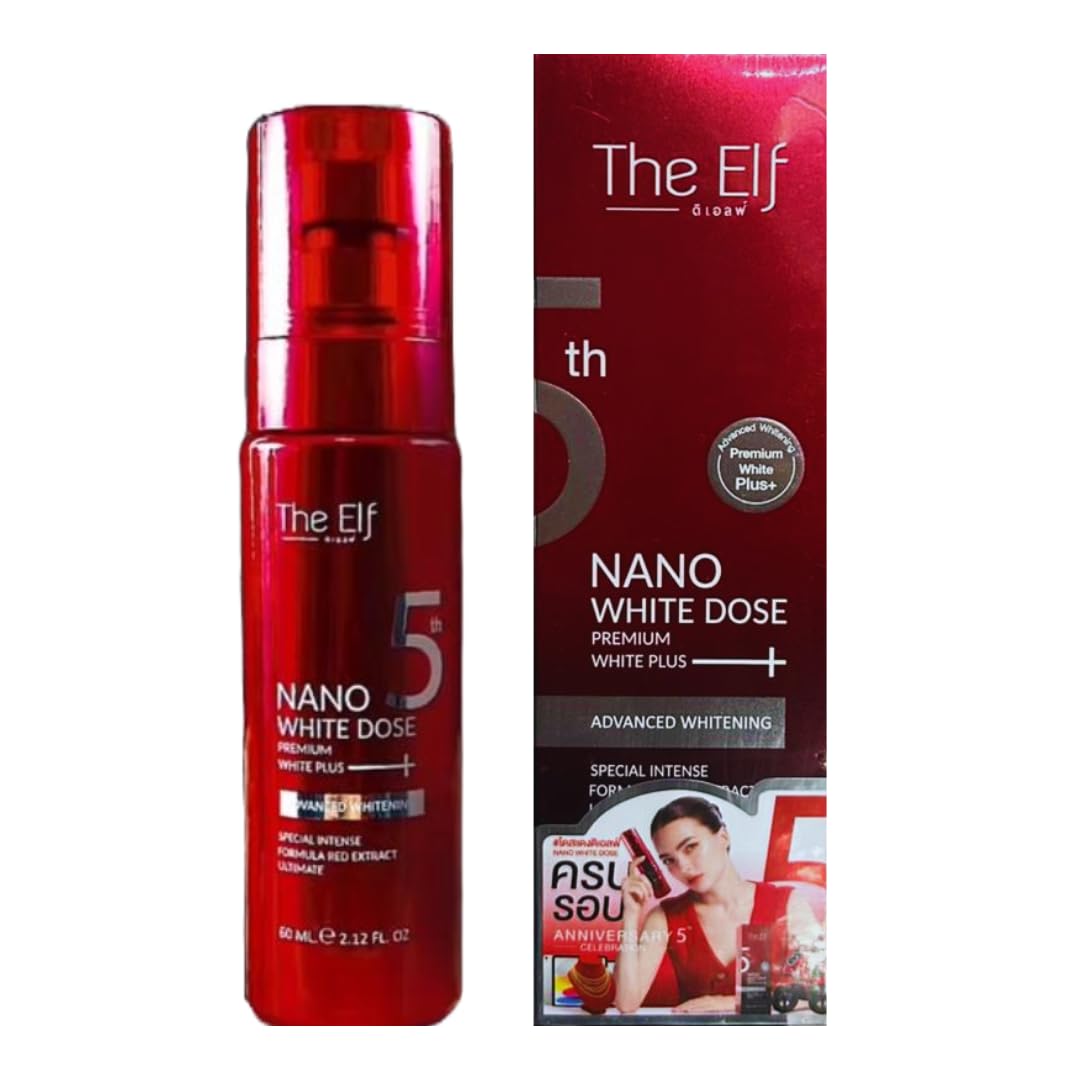 The Elf Nano White Dose bottle close-up highlighting potential brightening for the complexion.