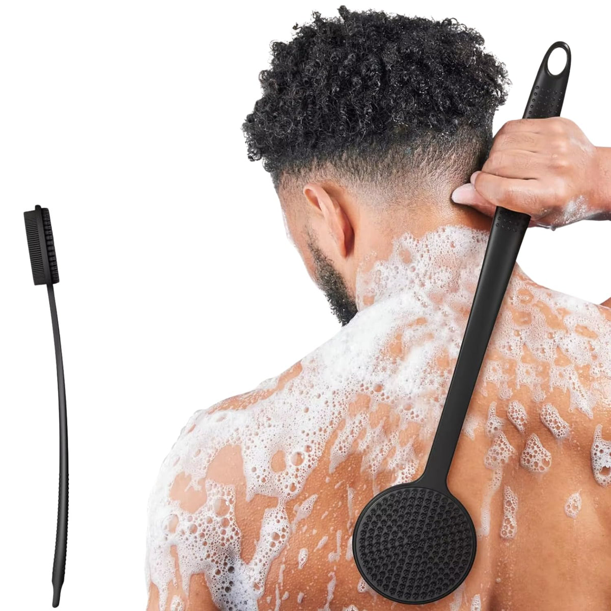 Generic silicone back scrubber helping reduce back acne and skin buildup.