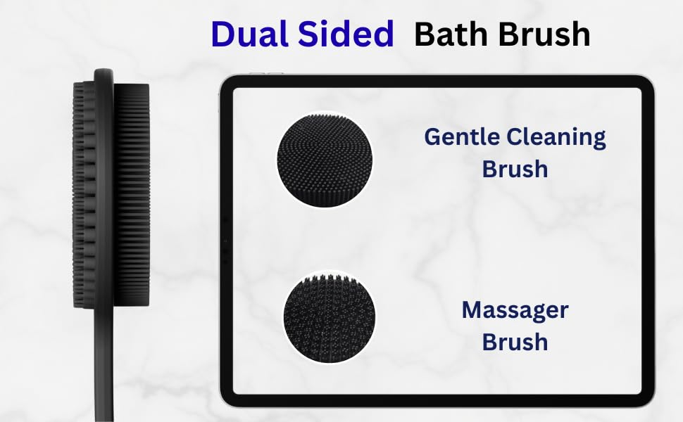 Generic silicone back scrubber as an easy, hygienic loofah alternative for showers.