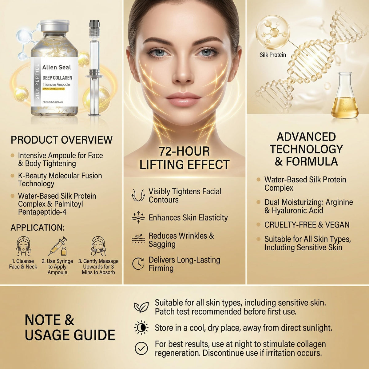 Generic Silk Peptide Intensive Lifting Ampoule cruelty-free vegan symbol.