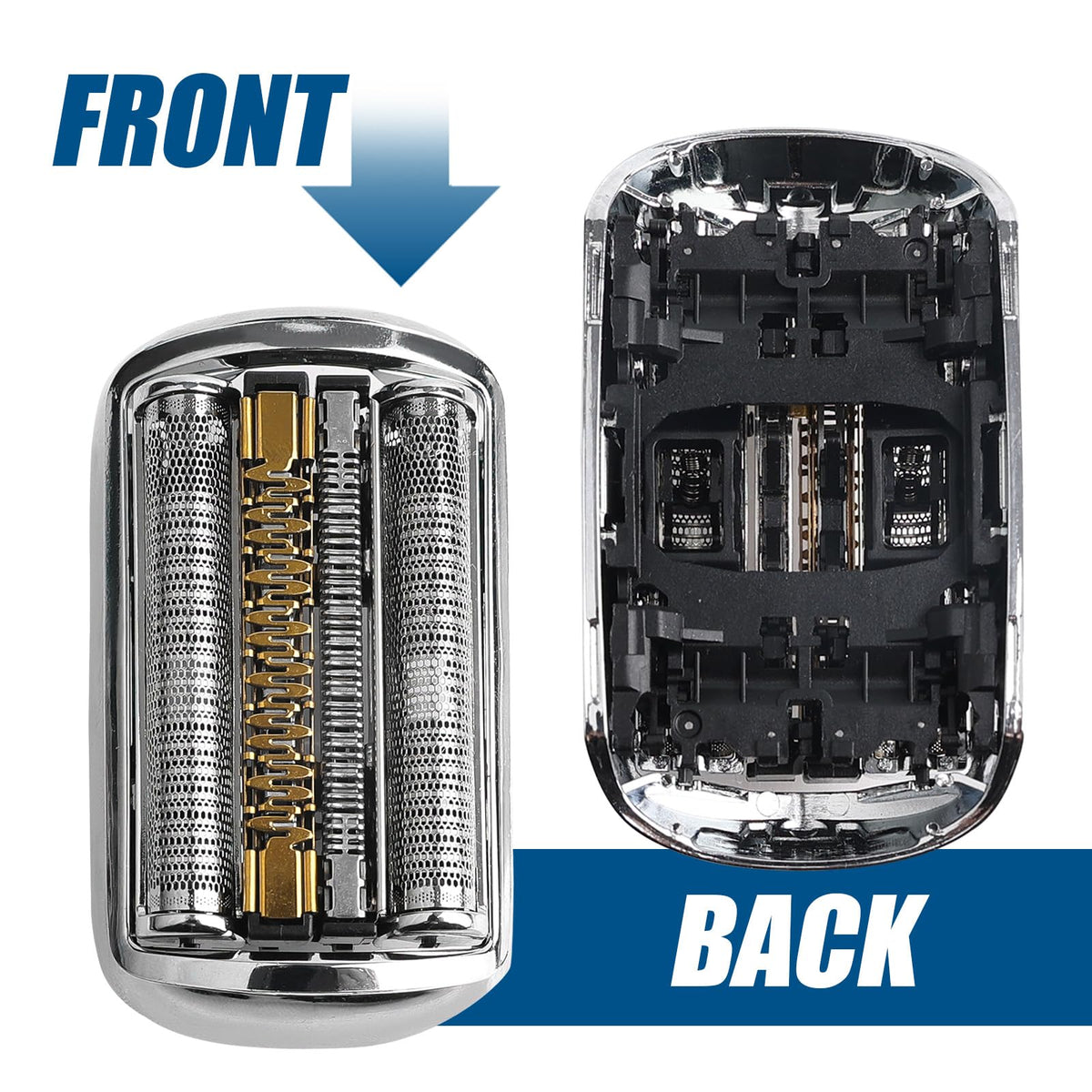 Snap-on connection shown, enabling quick, tool-free head replacement.