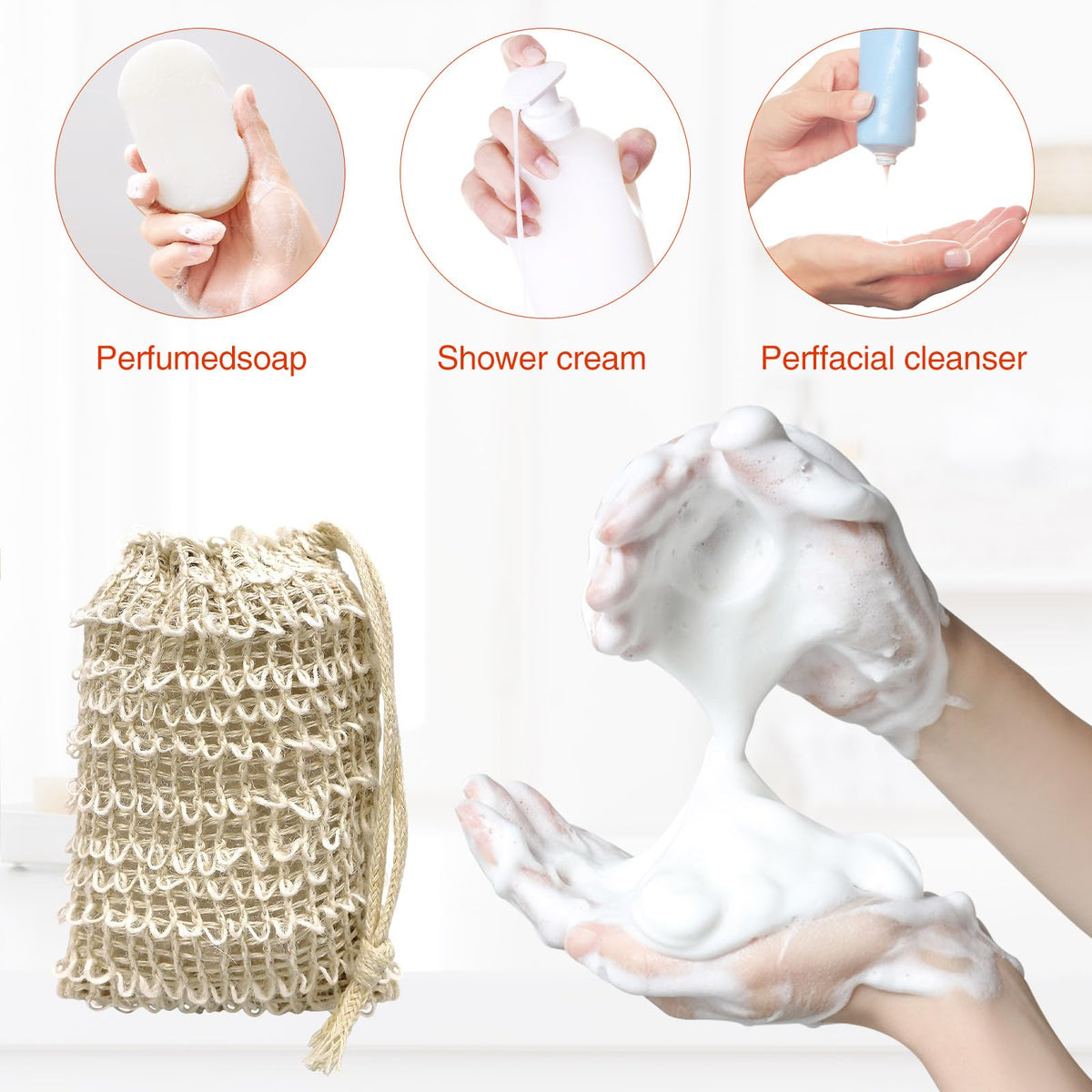 Generic knot-design soap bag for secure fixation during shower or travel.