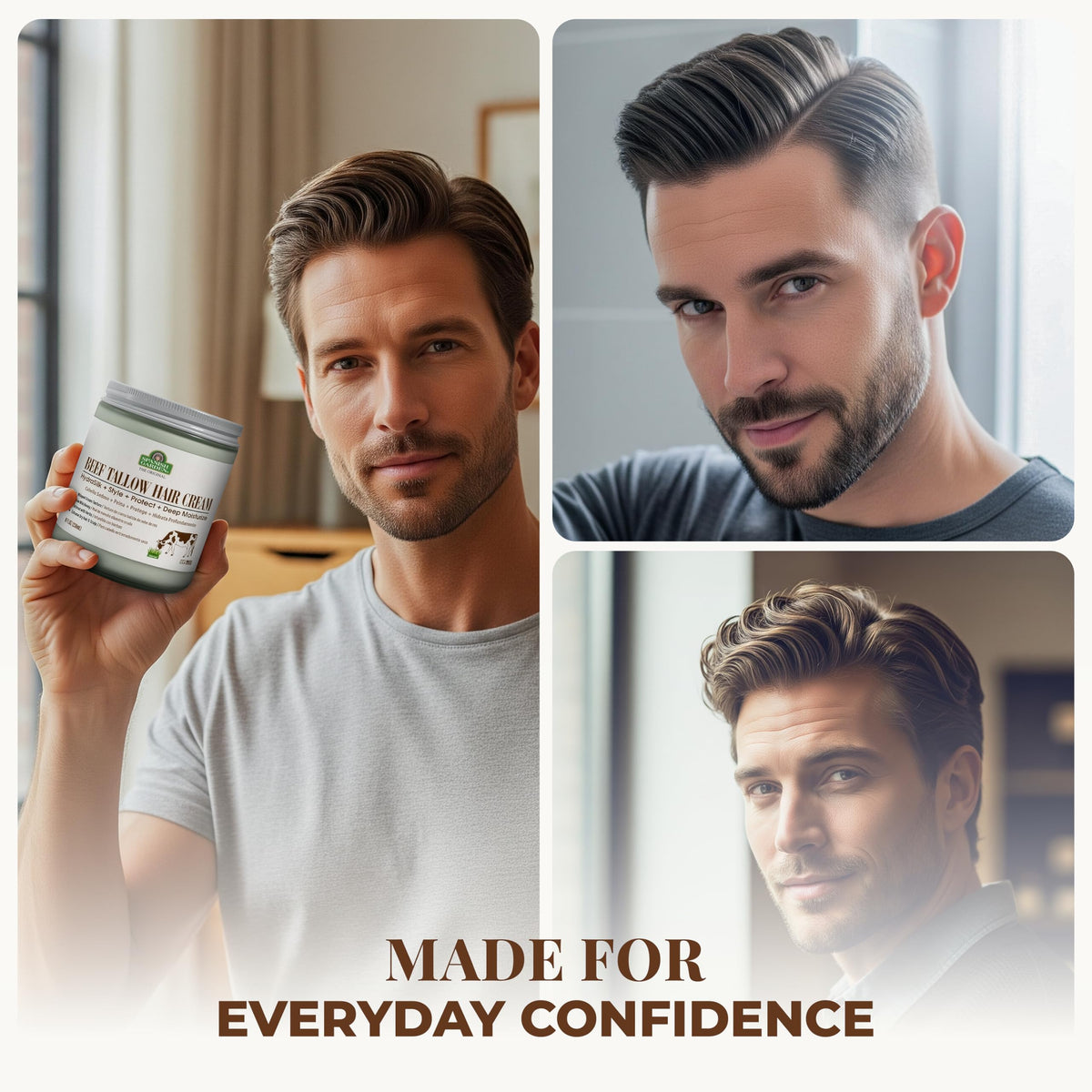 Generic Spanish Garden Beef Tallow Hair Cream applied on damp hair for conditioning.