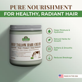 Generic Spanish Garden Beef Tallow Hair Cream jar ready for daily conditioning.