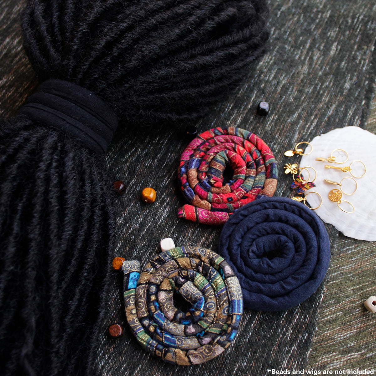 Generic Spiral Lock Hair Ties on braids for vibrant dread looks