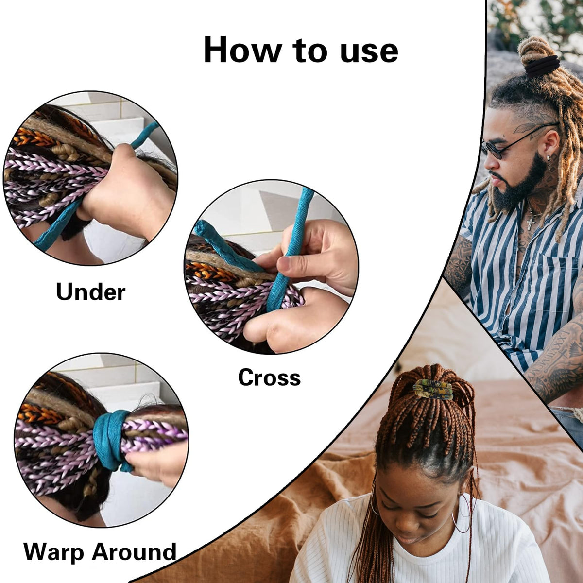 Handmade Generic dreadlock accessories paired with spiral lock hair ties