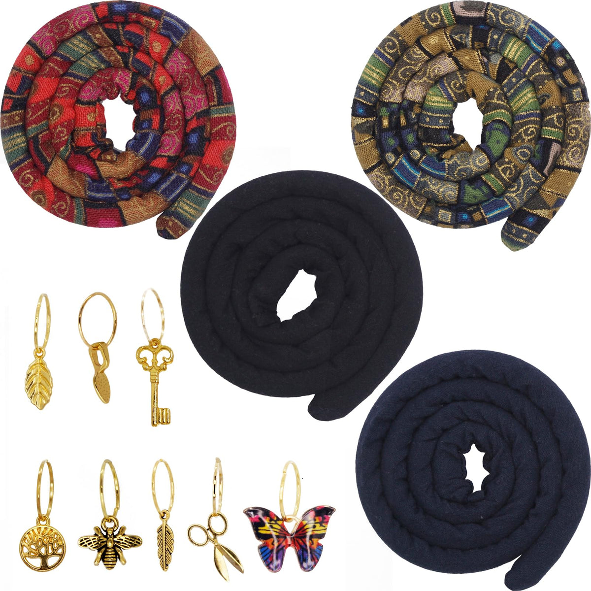 Generic Spiral Lock Hair Ties for dreadlocks in a colorful multi-pack for secure hold during activities