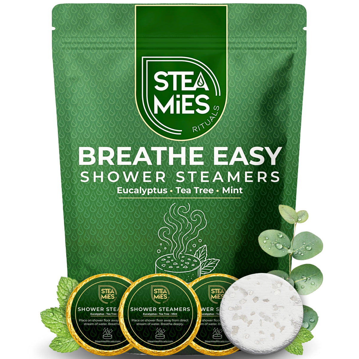 Generic STEAMIES self-care shower routine cue with refreshing scent