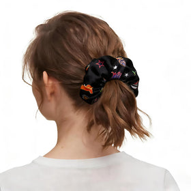 Generic Stranger Theme satin scrunchie navy keeps ponytails secure
