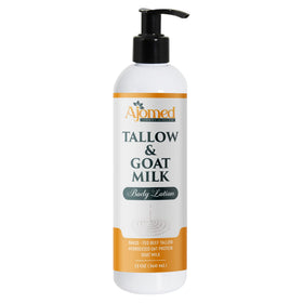 Generic Tallow Goat Milk Lotion bottle on shelf promotes sensitive skin hydration.