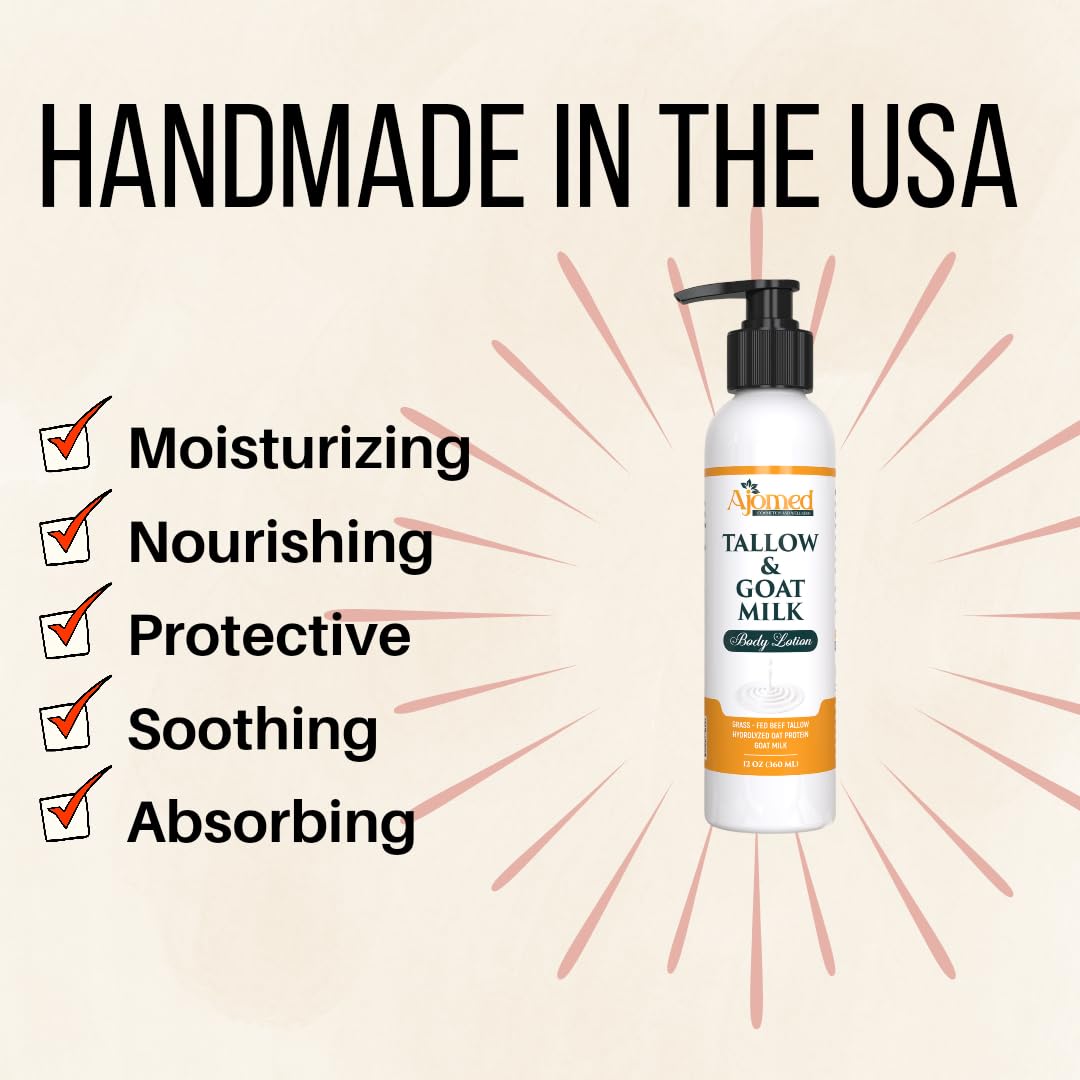 Generic Tallow & Goat Milk Lotion hand-application demonstrates easy spread.