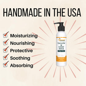 Generic Tallow & Goat Milk Lotion hand-application demonstrates easy spread.