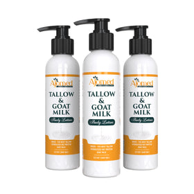 Generic Tallow & Goat Milk Lotion ingredients list highlights natural nutrients.