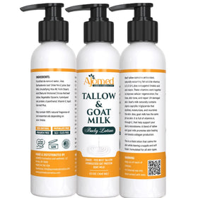 Generic Tallow & Goat Milk Lotion packaging on shelf.