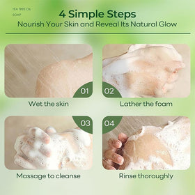 Generic Tea Tree Soap Bar bathroom ritual visuals imply versatile face and body cleansing.