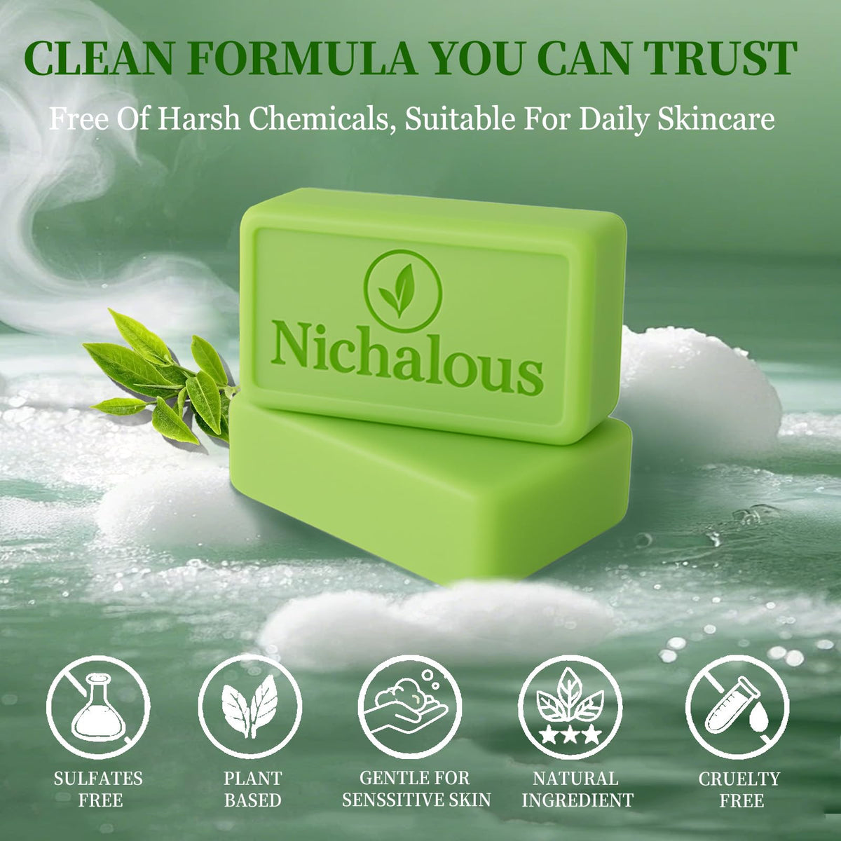 Generic Tea Tree Soap rich-lather close-up shows thorough cleansing and creamy foam.
