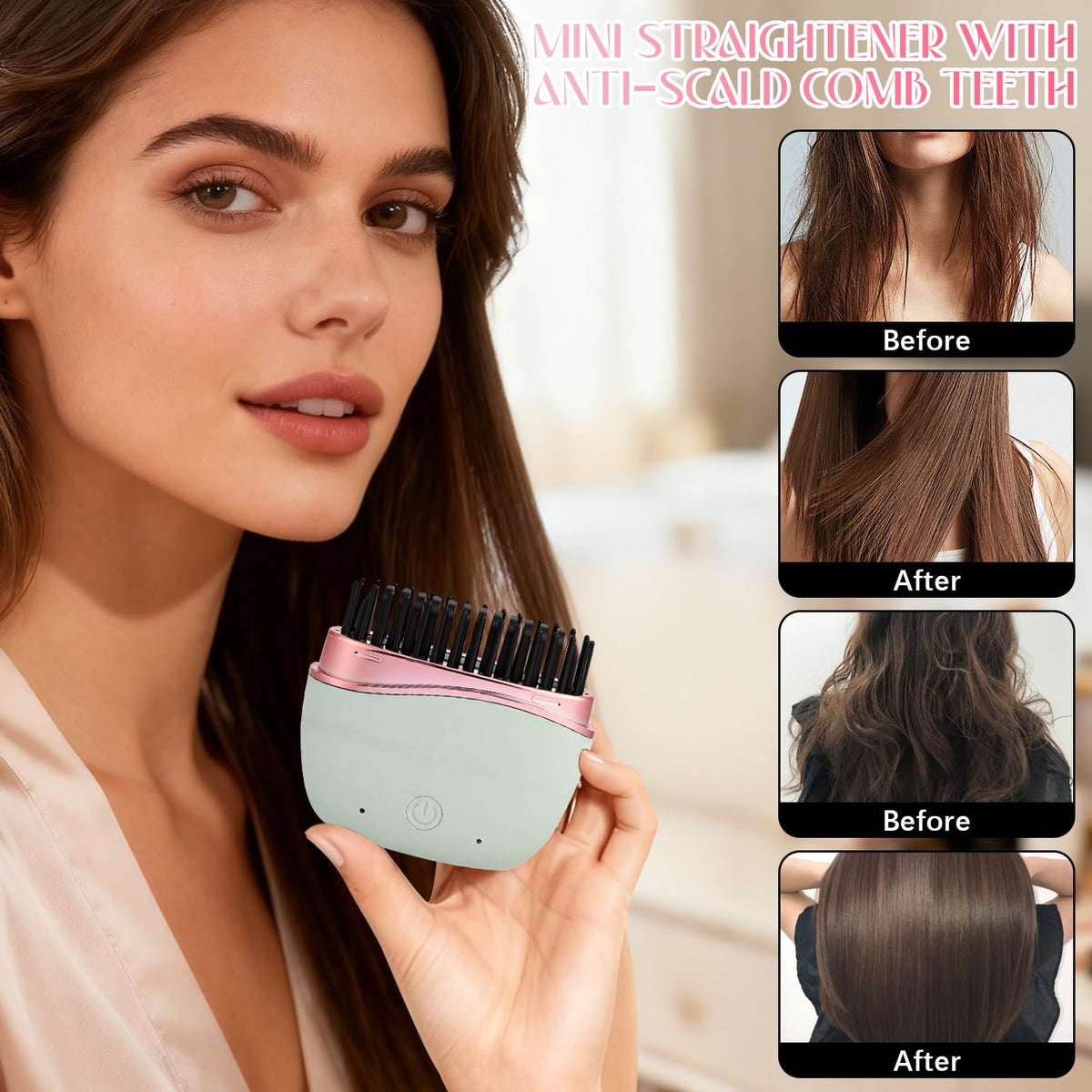 Generic three-temperature control adapts heat for different hair types.