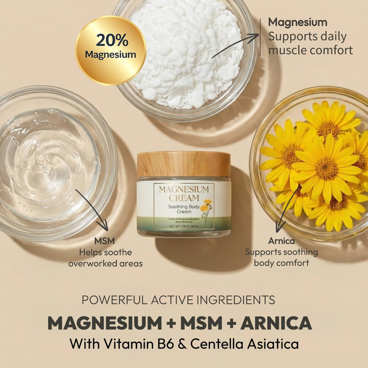 Generic Total Soothe magnesium cream applied to knee for targeted joint comfort.
