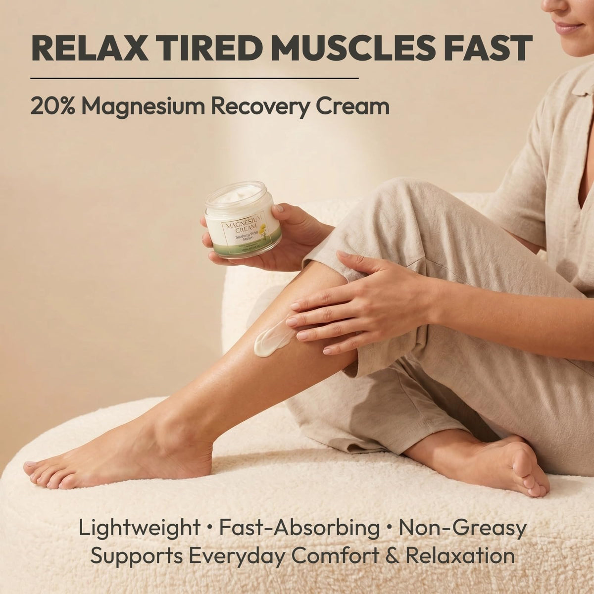 Generic Total Soothe magnesium cream jar close-up highlights smooth texture and potency.