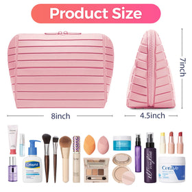 Large-capacity travel case keeps full-size bottles organized on the go.