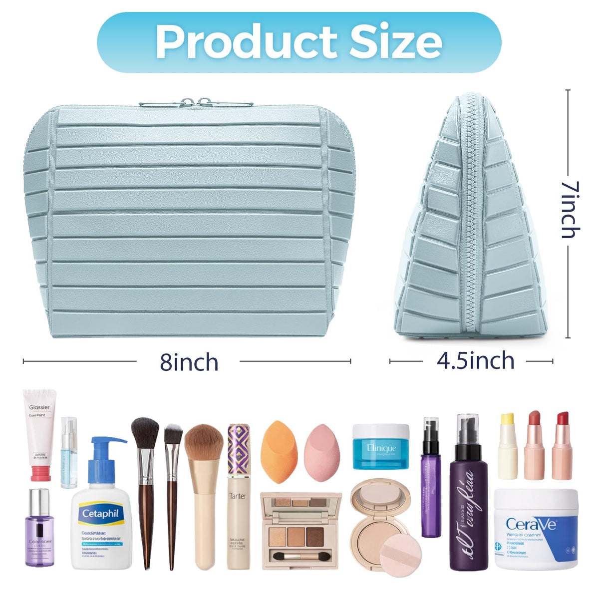 Generic organizer with three brush holders keeps brushes upright and protected.