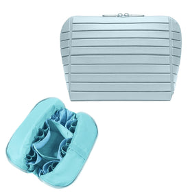 Generic Travel Makeup Organizer Bag with fold-down design for quick access on trips.