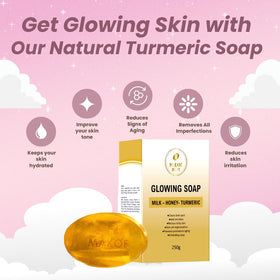 Generic Turmeric Honey Milk Soap bar on towel for bath ritual.