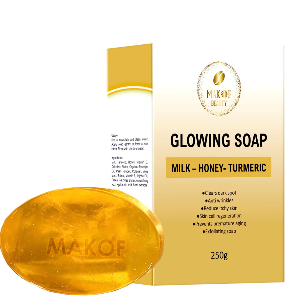 Generic Turmeric Honey Milk Soap for face and body in daily routine.