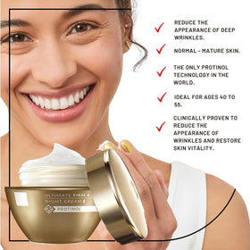 Generic Ultimate Night Cream being applied to clean skin for overnight anti-aging routine.