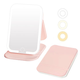 Generic upgraded lighted travel makeup mirror with 72 LEDs for even illumination.