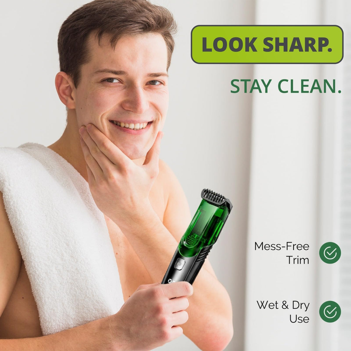Generic Vacuum Beard Trimmer dual motors enhance cutting precision.