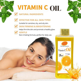 Generic Vitamin C Oil packaging held in hand highlights premium leave-on care.