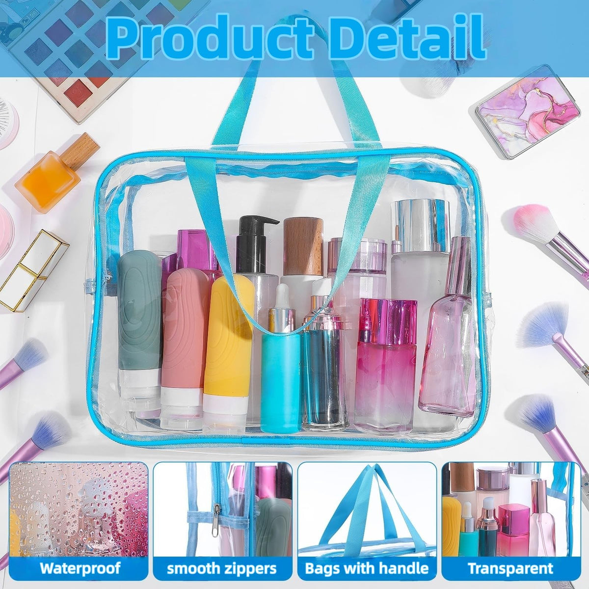Generic waterproof PVC clear bags protect contents while traveling.