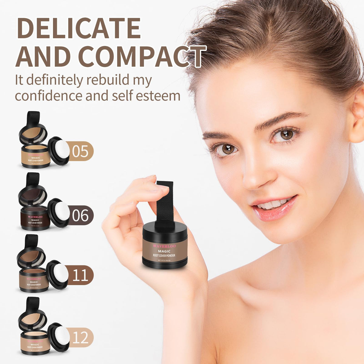 Generic Waverloo portable compact design fits in purse for on-the-go touch-ups.