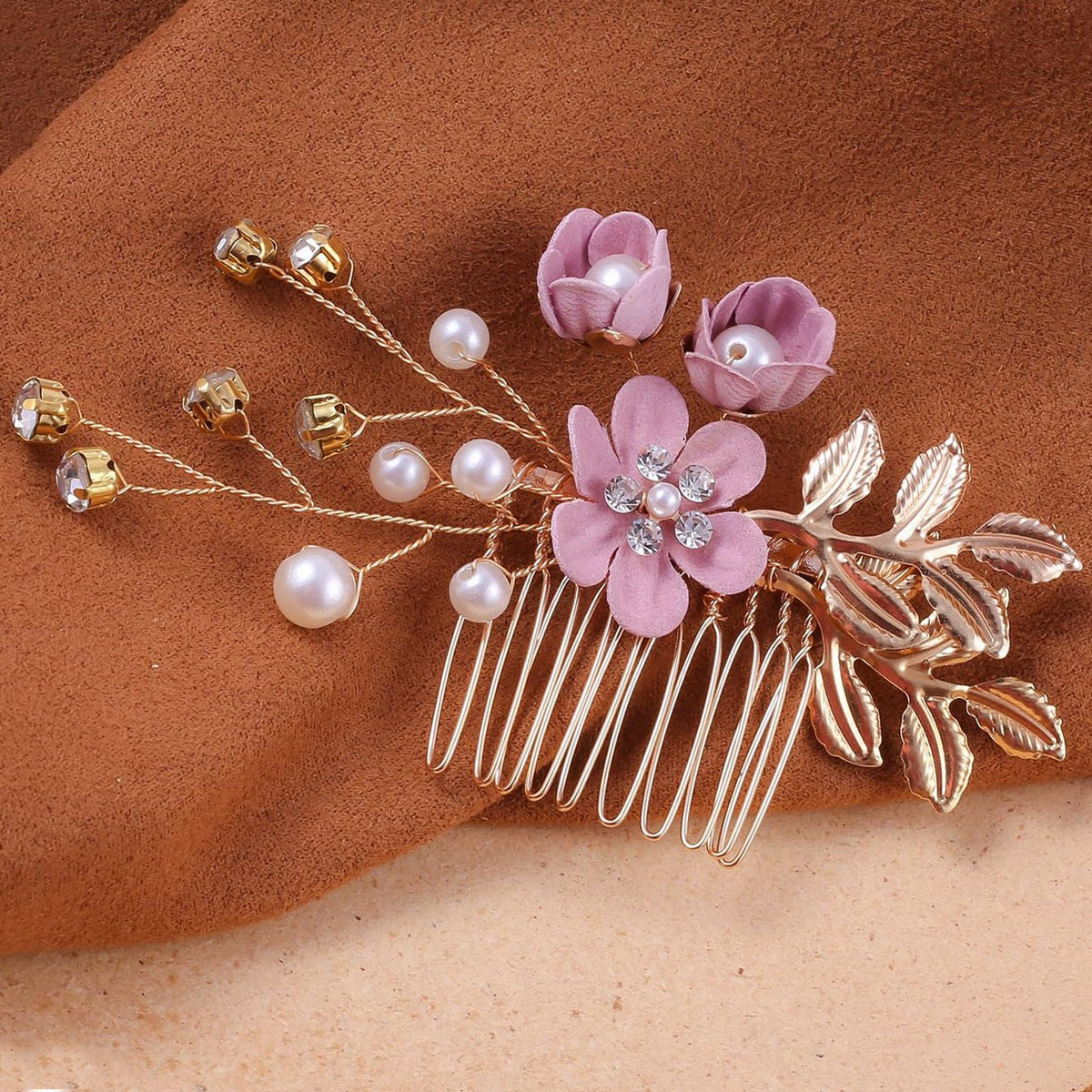 Generic wedding floral hair comb for versatile updos and formal events.