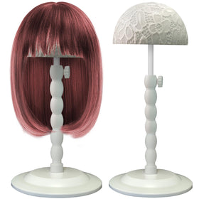 Generic wig stand showing base, textured dome, and rod for secure styling.