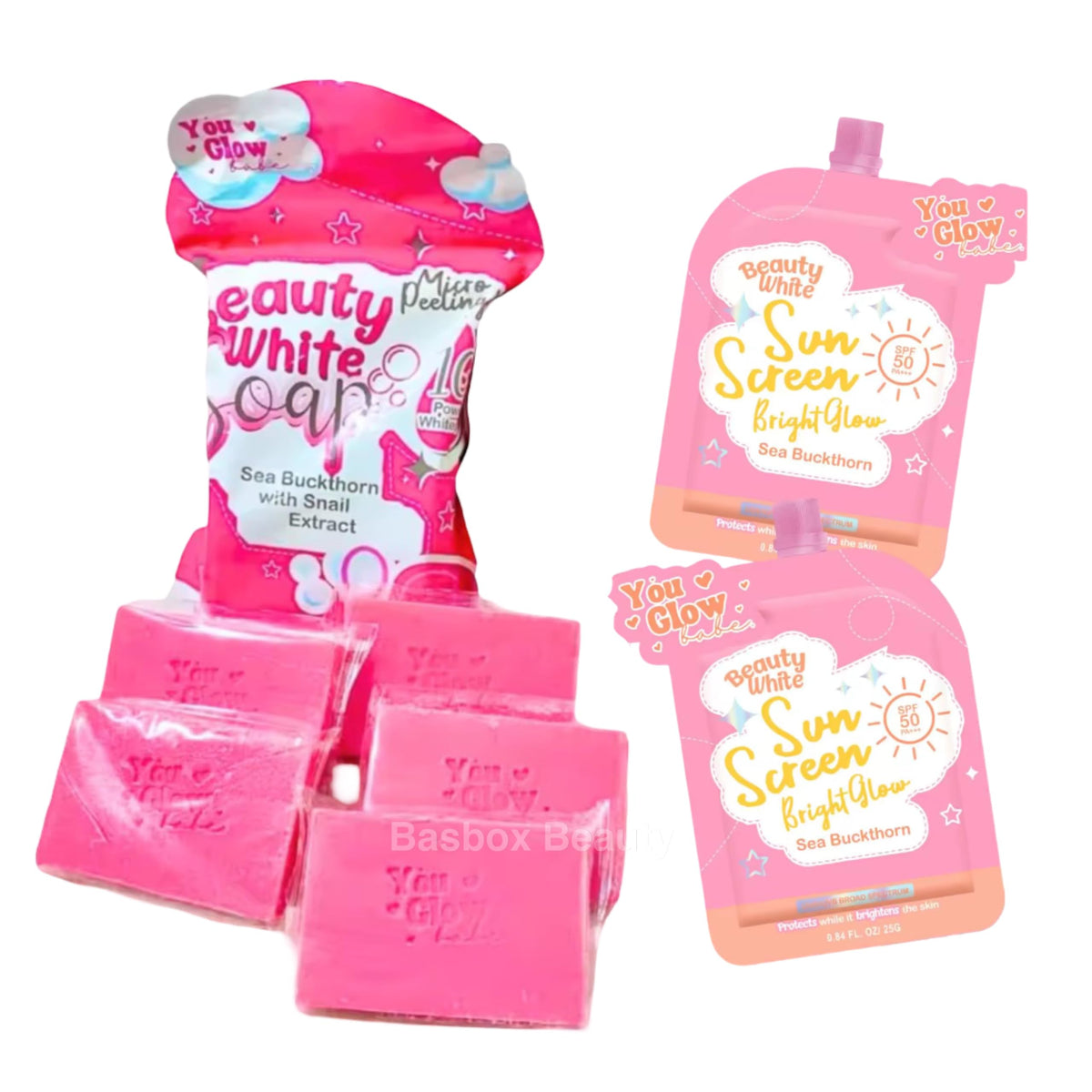 Generic You Glow Babe Soap bars, five 70g pieces for radiant cleansing
