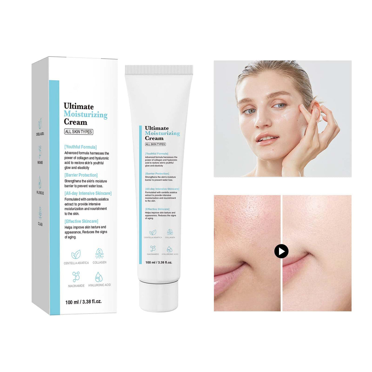 Generic Youthful Formula cream texture swatch demonstrates light, quick absorption.