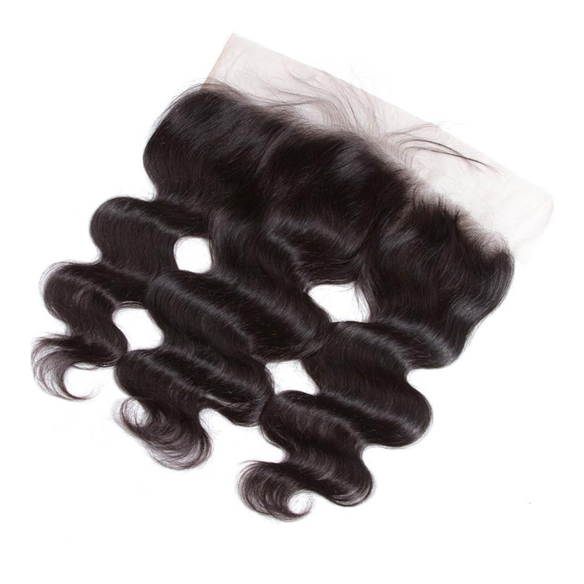 Generous 13x4 lace frontal closure side view, blends with skin tone.