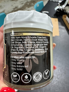 Ingredients include maca, chaste tree, and red clover for balanced energy.