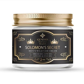 Genesis Solomon’s Secret men's wild yam cream bottle for fast absorption and hydration.