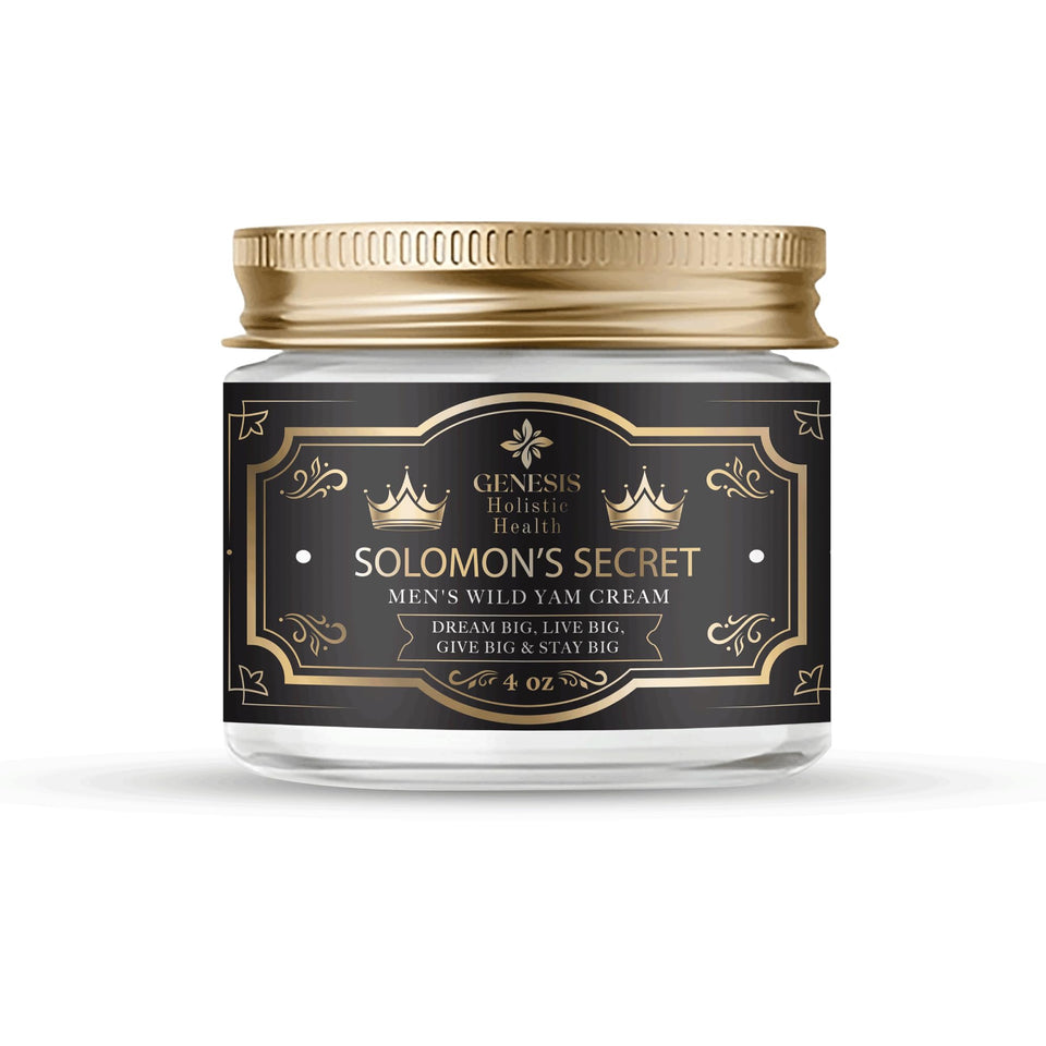 Genesis Solomon’s Secret Wild Yam Cream tube highlighting natural vitality formula.