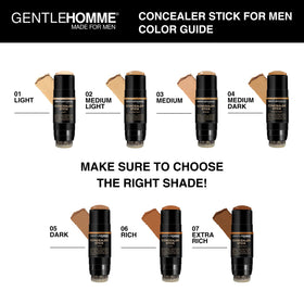 Gentlehomme concealer in medium dark shade matches deeper skin tones.