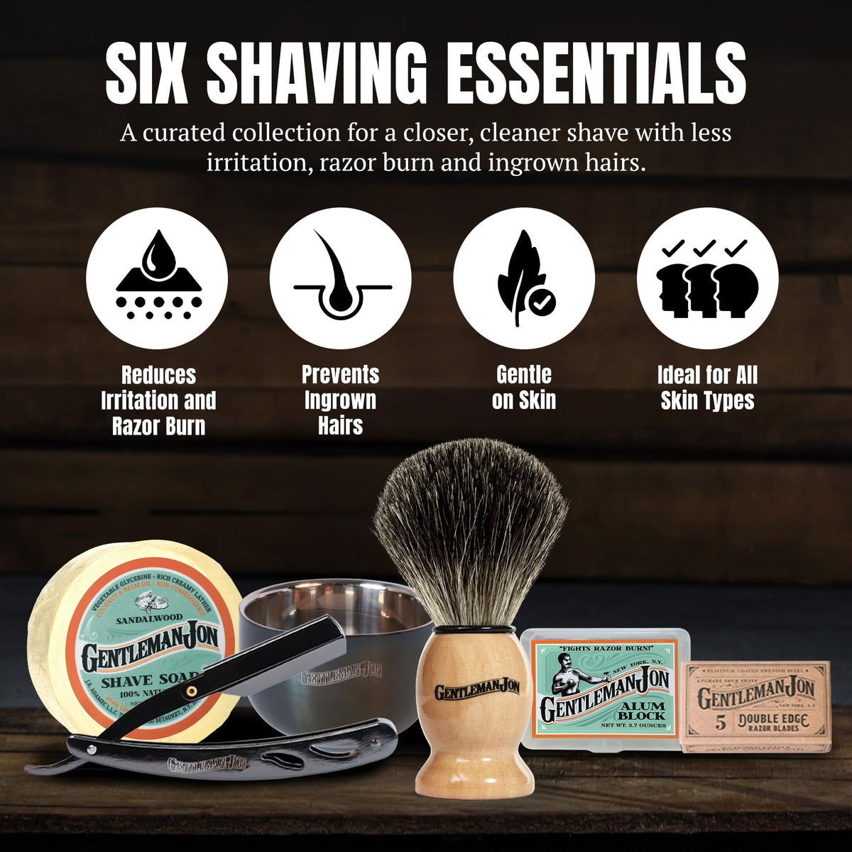 Gentleman Jon badger brush lathers rich cream for effortless prep.