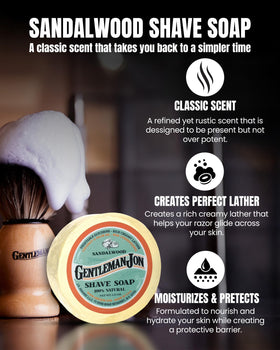 Gentleman Jon sandalwood soap creating creamy lather to soften hair