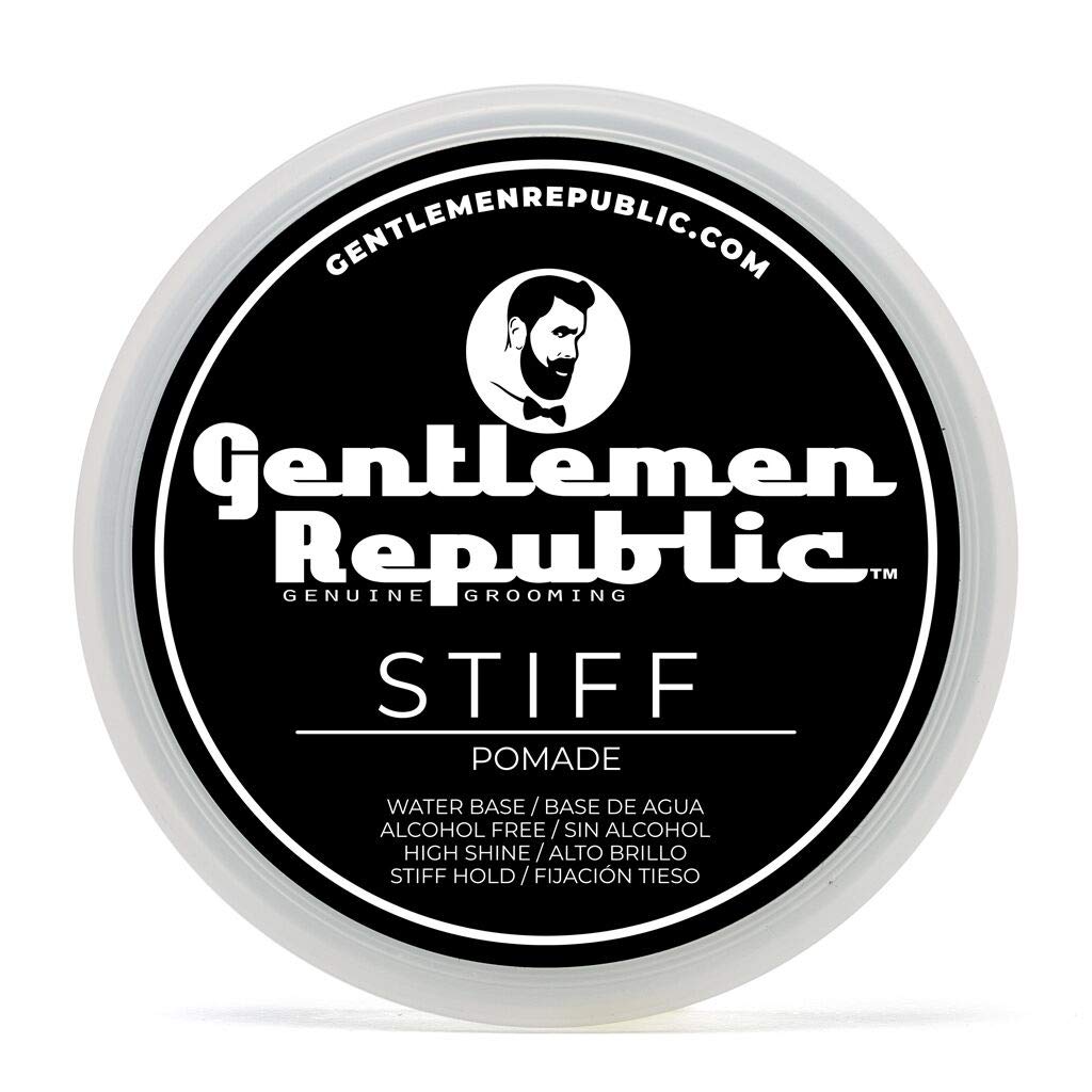 Gentlemen Republic pomade front of jar shows premium hold.