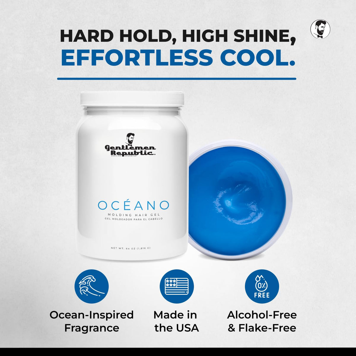 Oceano gel close-up pump delivers even dispensing for controlled styling.