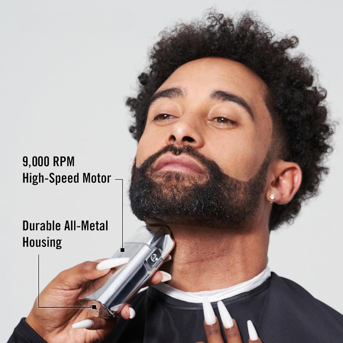 Gentlemen's Barber Shop Largner trimmer with LCD display for easy power tracking.