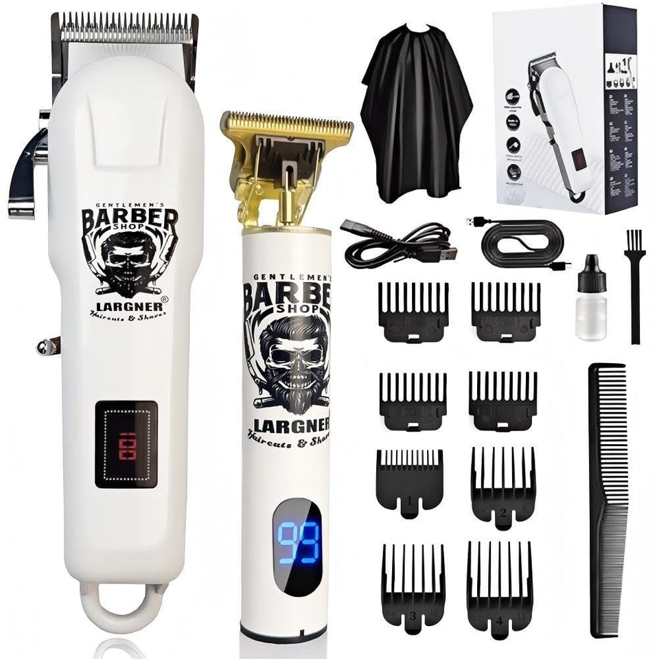 Gentlemen's BARBER SHOP LARGNER clippers bundle front view for precise home grooming